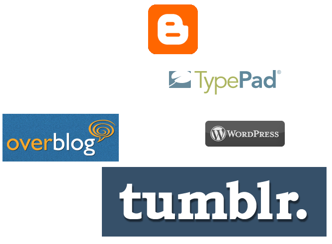 Logos de 5 outils de blogue